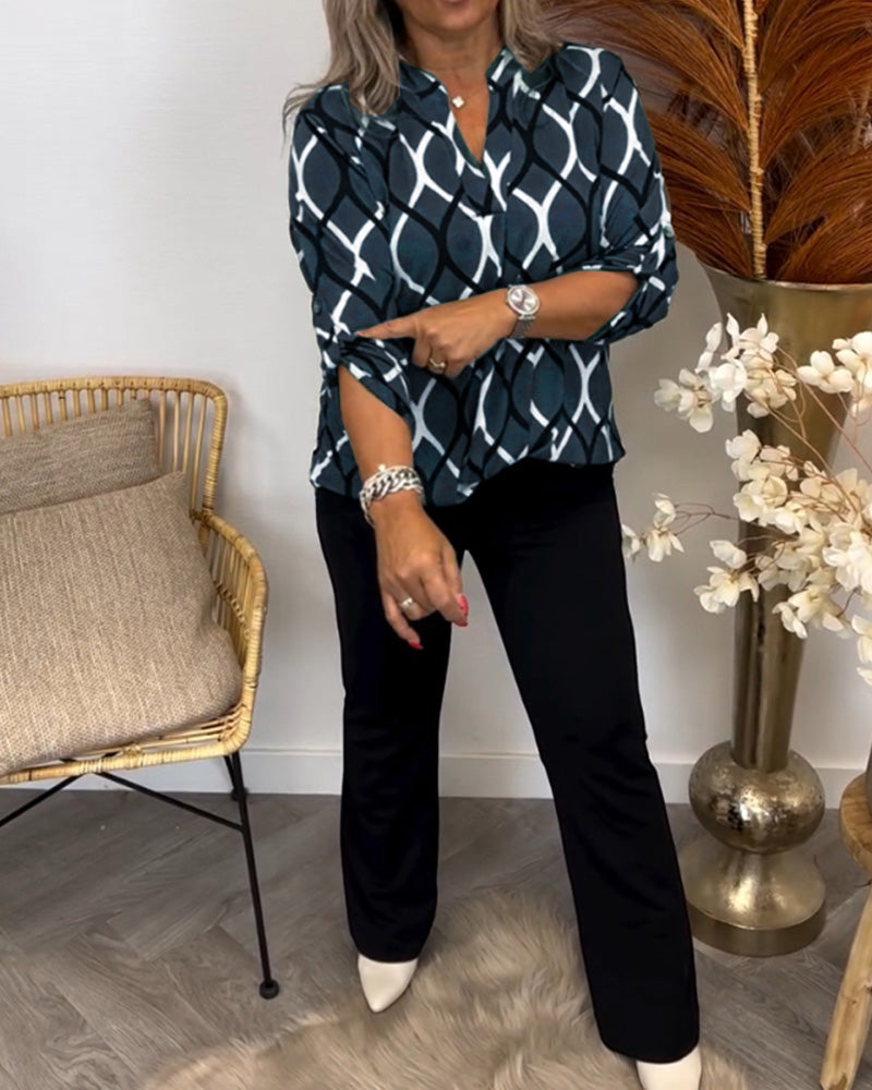 Janny | Casual Blouse with Long Sleeves and Elegant Pattern