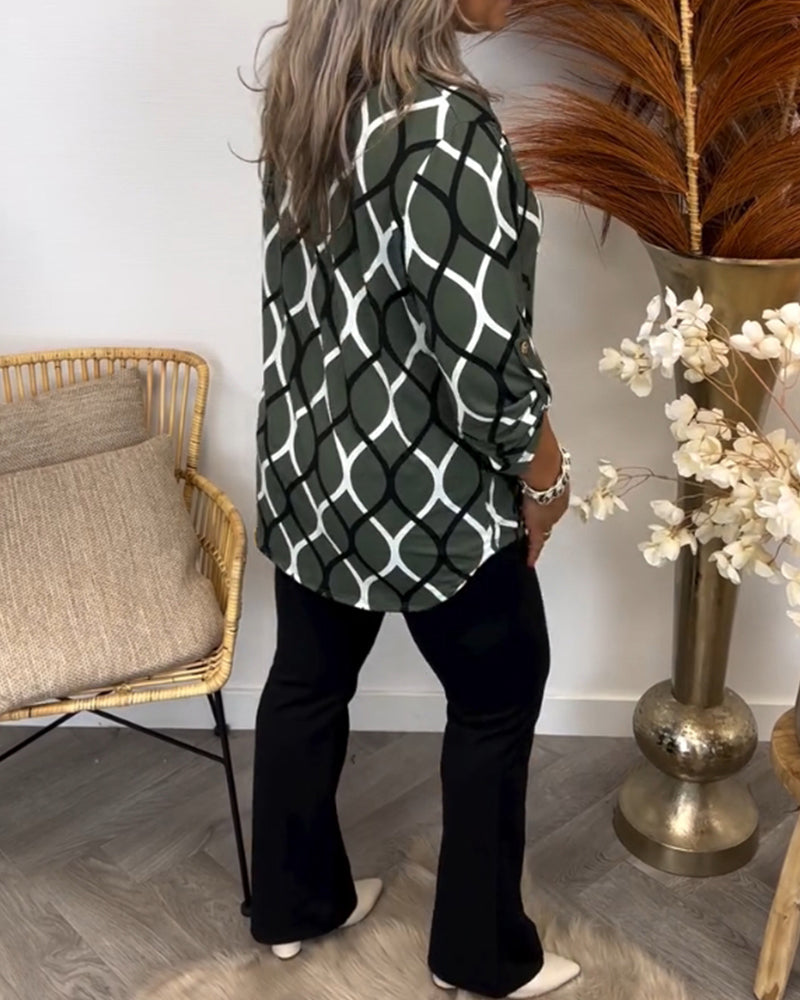 Janny | Casual Blouse with Long Sleeves and Elegant Pattern