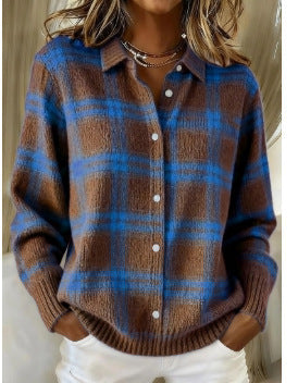 Liz – Soft Hoodie Blouse with Check Pattern
